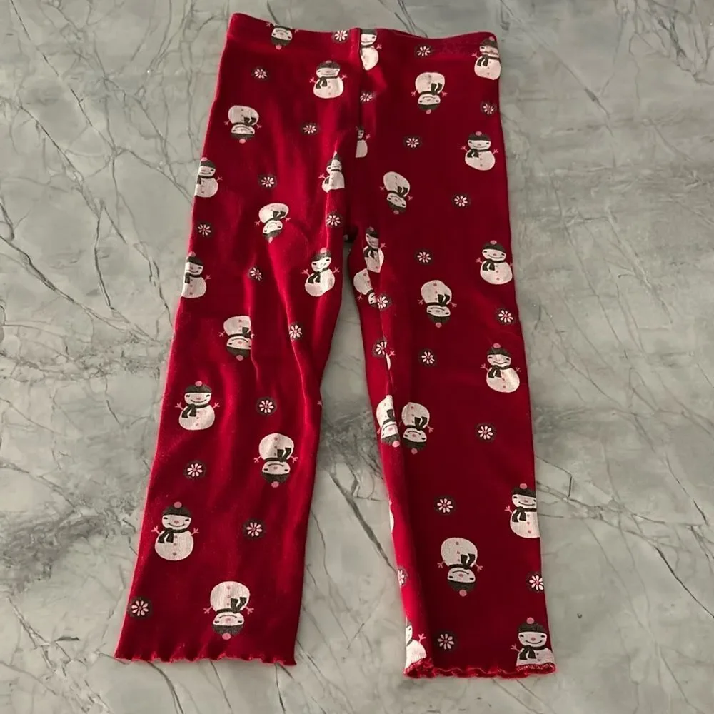 Gymboree snowman red leggings pants 2T